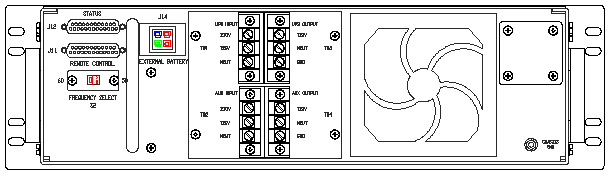 P/N: ETI0001-1027 Rugged COTS UPS Standard Rear Panel Layout